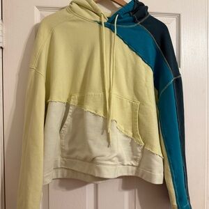 Free People Movement Colorblock Teal and Yellow Hoodie